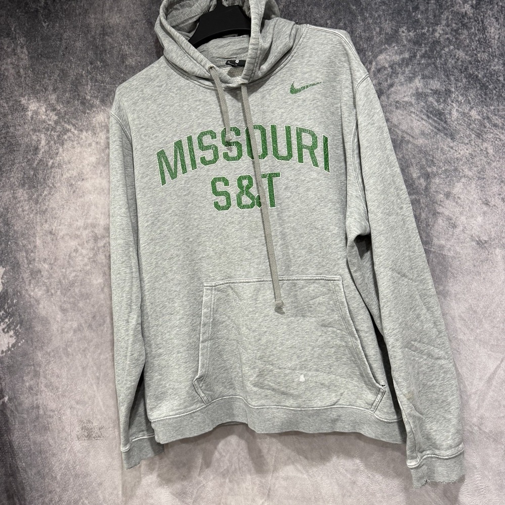 Nike Missouri S&T Science & Technology Hoodie Gray XL Distressed Pullover Mens